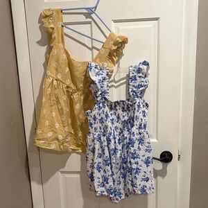 Yellow Floral Top and Blue Floral Top